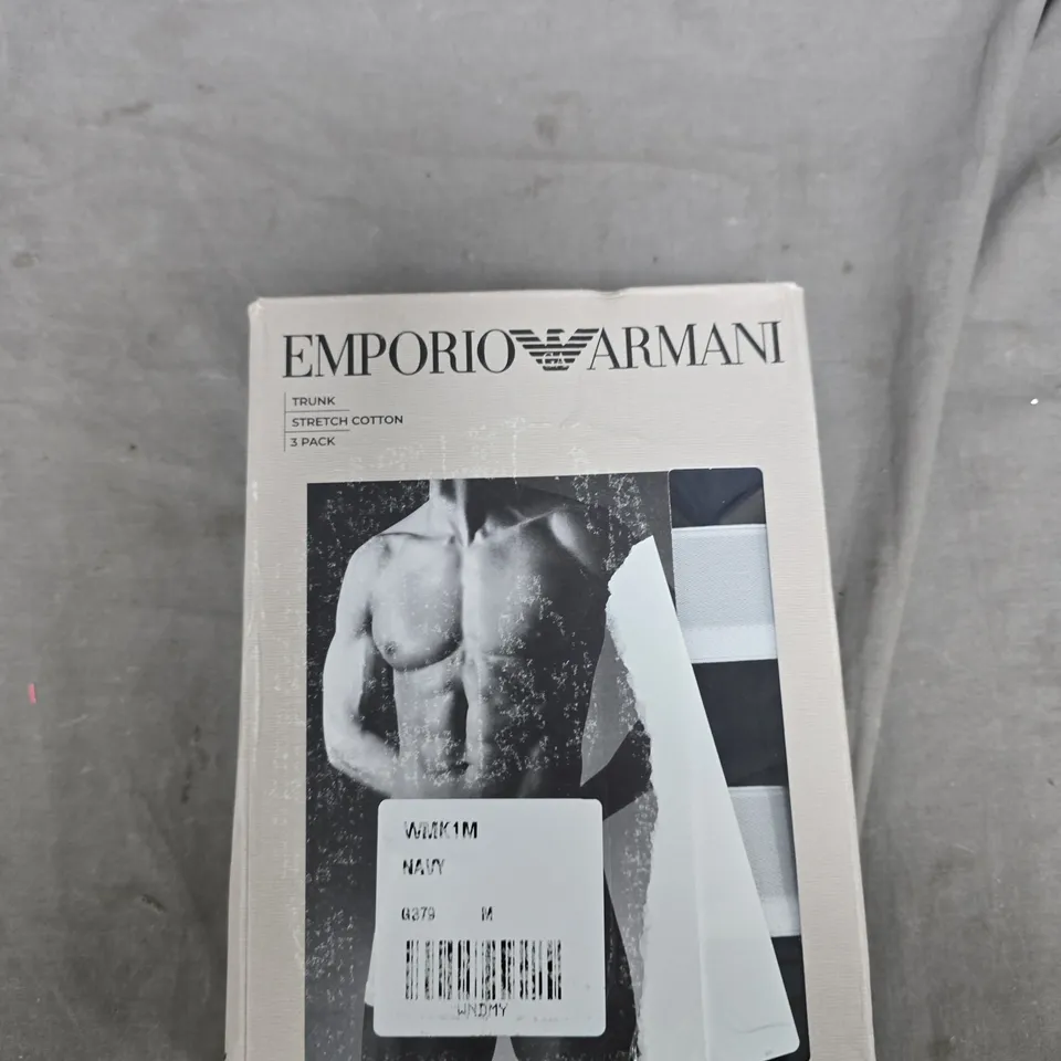 EMPORIO ARMANI TRUNK 3 PACK – STRETCH COTTON (MEN'S) UNDERWEAR NAVY SIZE M