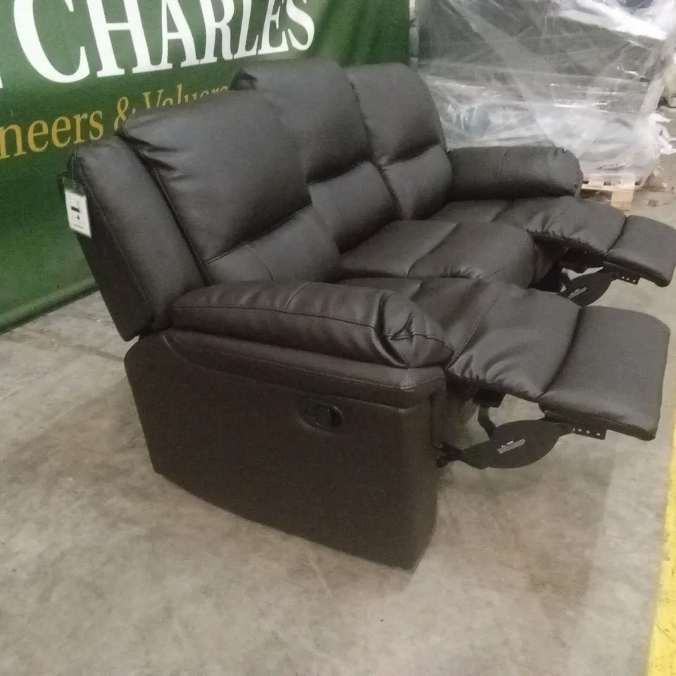 ALBION LUXURY FAUX LEATHER 3 SEATER HIGH BACK MANUAL RECLINER SOFA - CHOCOLATE RRP £749