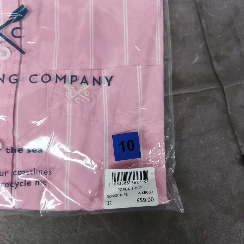 CREW CLOTHING COMPANY POPLIN SHIRT – ROSE STRIPE, PINK, UK 10