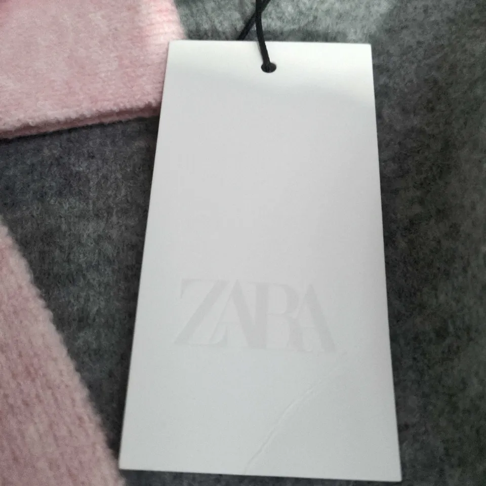 ZARA GREY KNIT SLEEVELESS TOP WITH PINK BOW – UK 6 (XS)
