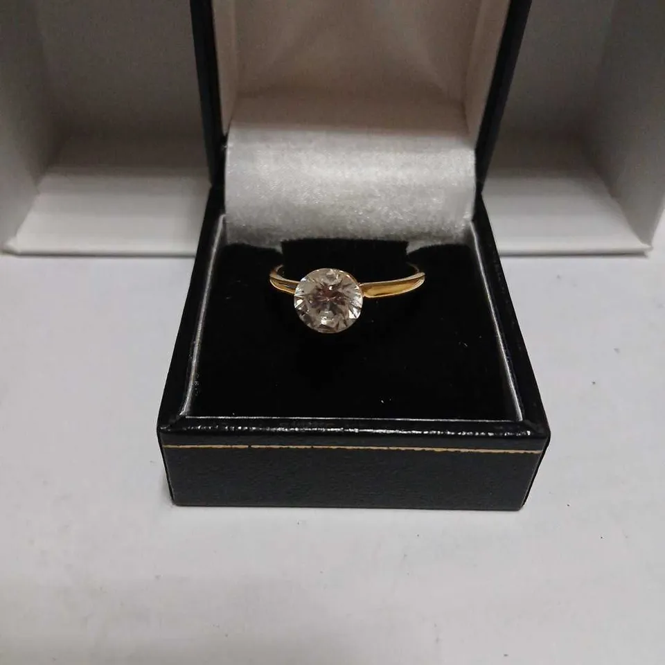 DIAMONIQUE 2 CT TW FLOATI STERLING SILVER GOLD PLATED RING