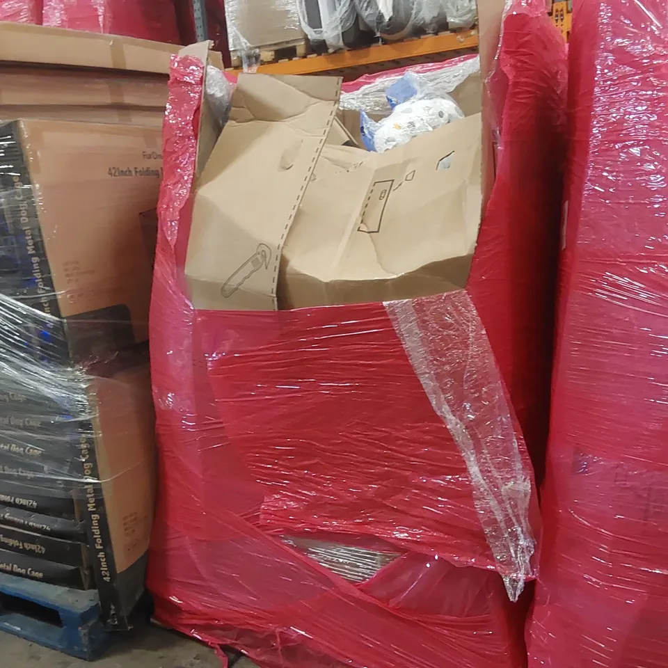 PALLET OF ASSORTED ITEMS INCLUDING: KITCHEN SINK TAP, KIDS SCOOTER, EXTENDABLE SHOE RACK, CUSHION, LED AQUARIUM LIGHT ECT