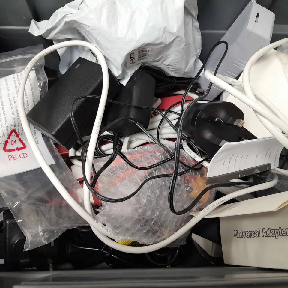 BOX OF APPROXIMATELY 10 ASSORTED ITEMS TO INCLUDE - SKY REMOTE , AQUOS REMOTE , STRONG 4G ROUTER ETC