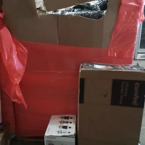 PALLET OF ASSORTED HOUSEHOLD GOODS AND PRODUCTS TO INCLUDE;COFFEE MAKER,COOKER HOOD