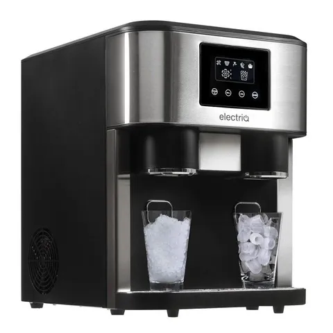 BOXED ELECTRIQ COUNTERTOP ICE MAKER WITH ICE CRUSHER AND WATER DISPENSER IN STAINLESS STEEL/BLACK