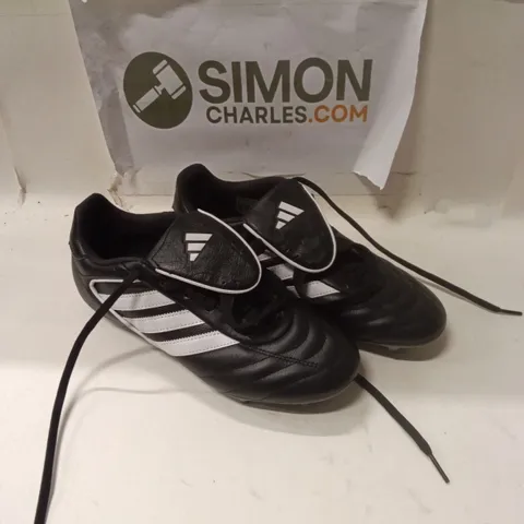 ADIDAS FOOTBALL BOOTS – BLACK WITH WHITE THREE STRIPES SIZE UK6