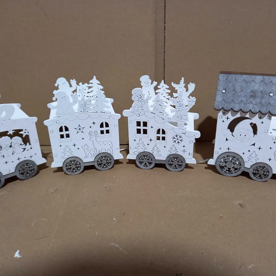 HOME REFLECTIONS PRE-LIT WOODEN WHITE TRAIN DECOR