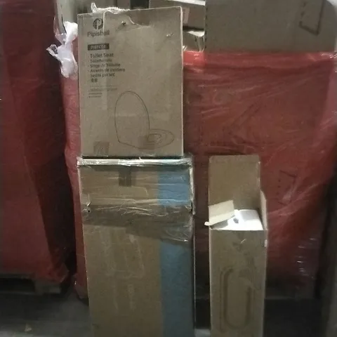 PALLET OF ASSORTED PRODUCTS AND HOUSEHOLD GOODS TO INCLUDE;WARDROBE ON WHEELS,TOILET SEAT,FAN
