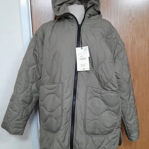 ZARA LONG SLEEVE HOODED COAT IN LIGHT BROWN - SMALL
