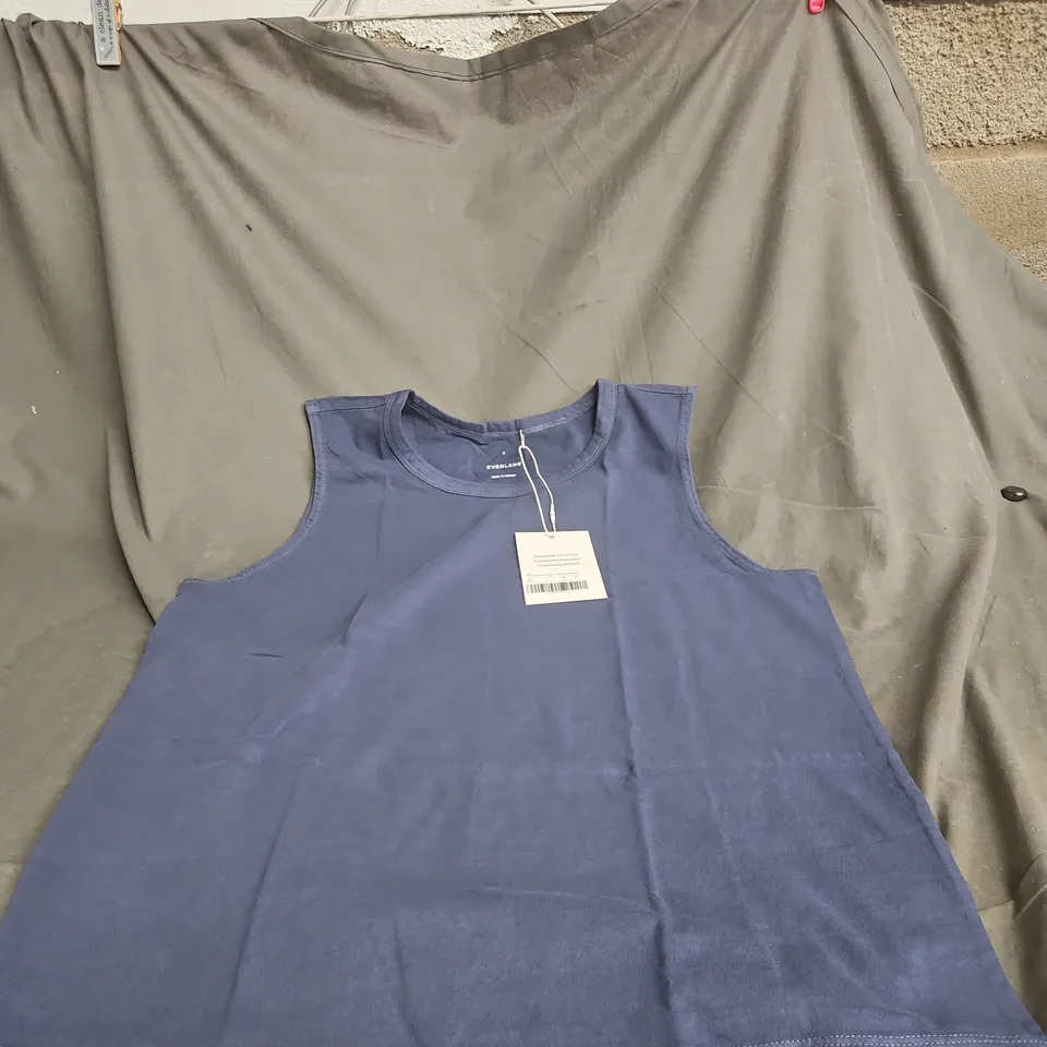 EVERLANE THE BOYFRIEND TANK IN ESSENTIAL COTTON – NAVY, UK SIZE S