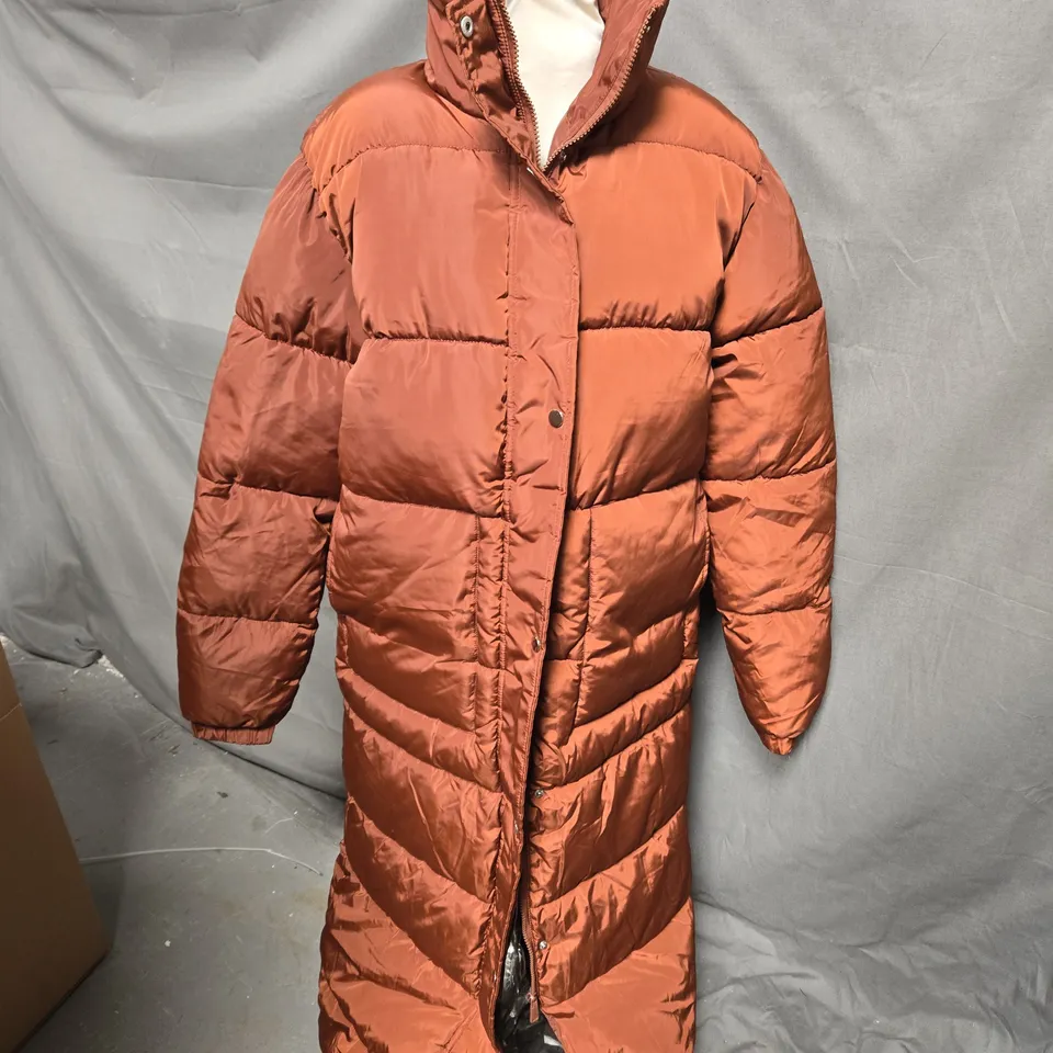 PRETTY LITTLE THING LADIES MAXI PADDED COAT CHOCOLATE SIZE 8