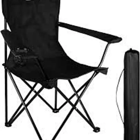 BOXED ACTIVE FOREVER FOLDING CAMPING CHAIR WITH CUP HOLDER - BLACK