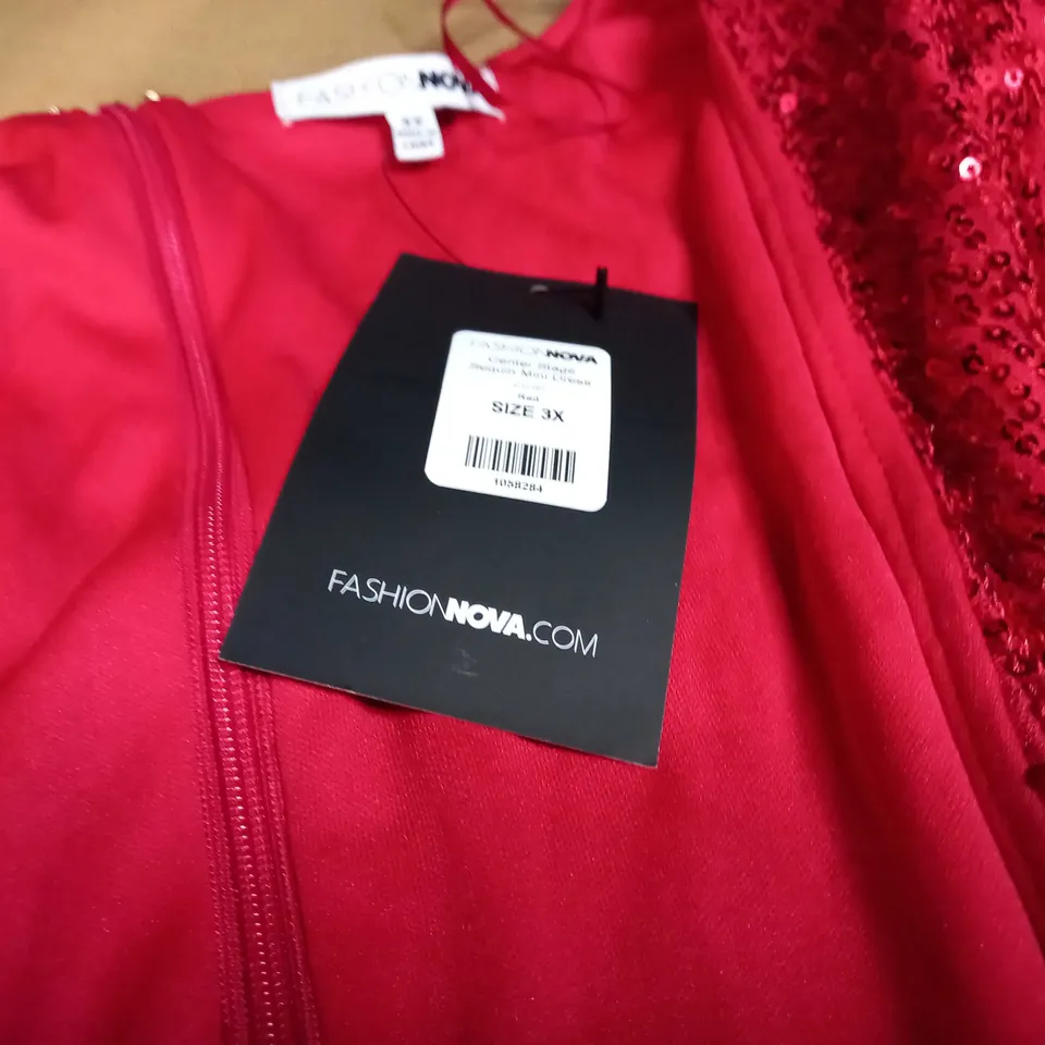FASHION NOVA RED SEQUIN CENTER STAGE MINI DRESS - 3XL