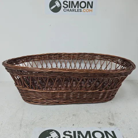 RUSTIC LARGE BROWN OVAL WICKER BASKET UNBOXED