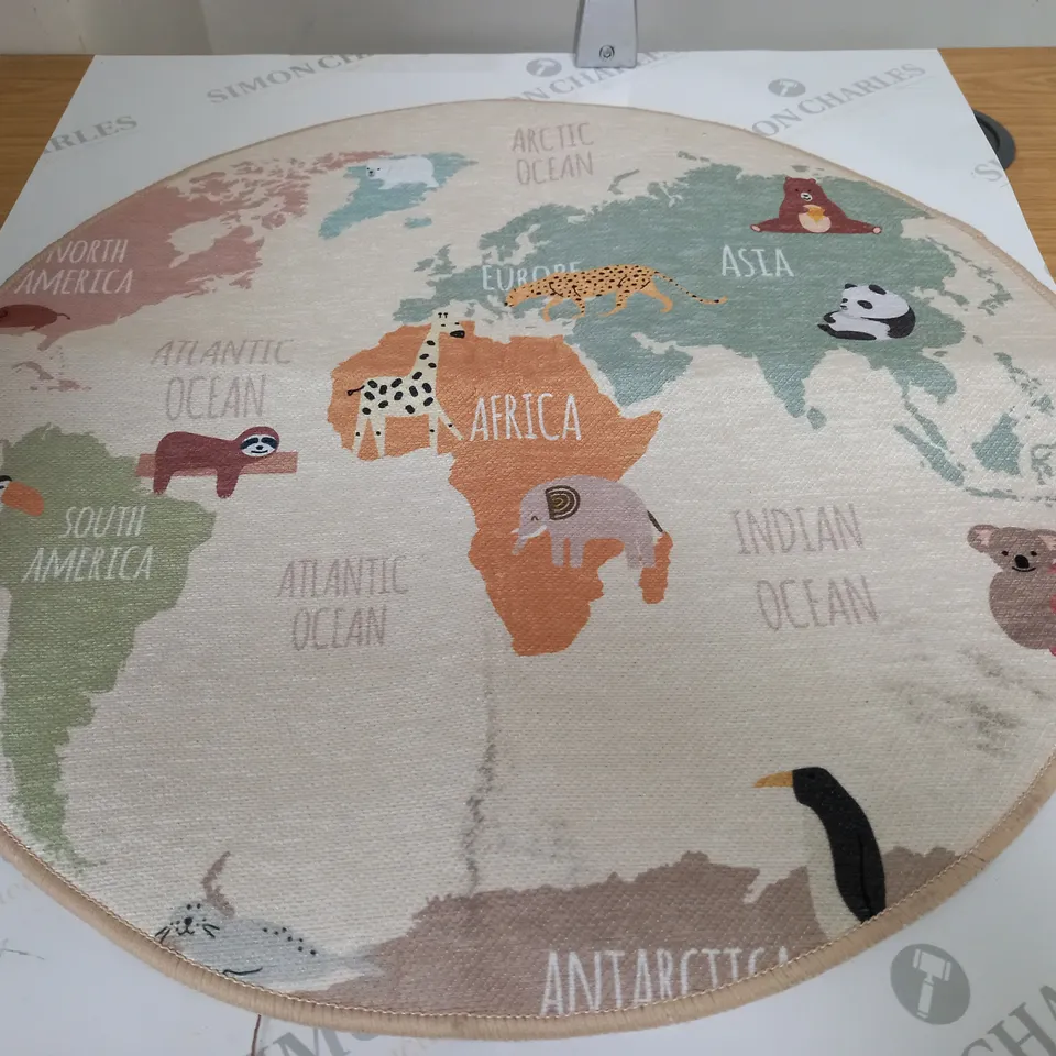 WORLD MAP FLOOR MAT APPROX 60CM ACROSS