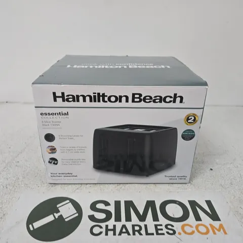 HAMILTON BEACH TOASTER – ESSENTIAL COLLECTION, 2-SLICE, BOXED (BLACK)