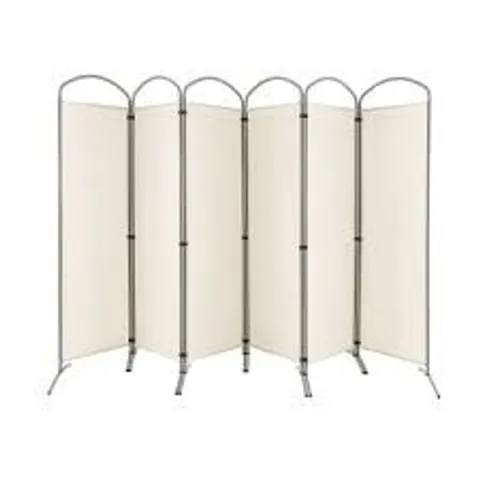 BOXED COSTWAY 6-PANEL ROOM DIVIDER FOLDING PRIVACY SCREEN FABRIC WALL DIVIDER 331 X 188cm - WHITE