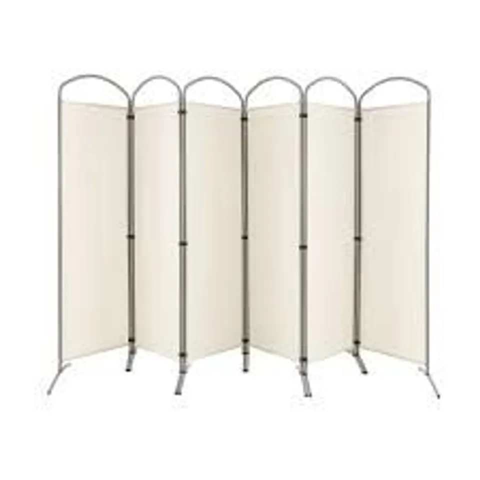 BOXED COSTWAY 6-PANEL ROOM DIVIDER FOLDING PRIVACY SCREEN FABRIC WALL DIVIDER 331 X 188cm - WHITE