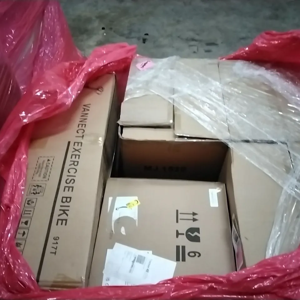 PALLET OF ASSORTED PRODUCTS AND HOUSEHOLD GOODS TO INCLUDE;VIBRATION PLATE,SUITCASE,ROLLATOR WALKER