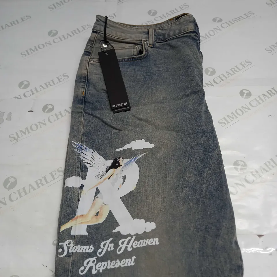 REPRESENT STORMS IN HEAVEN DENIM JEANS SIZE 36
