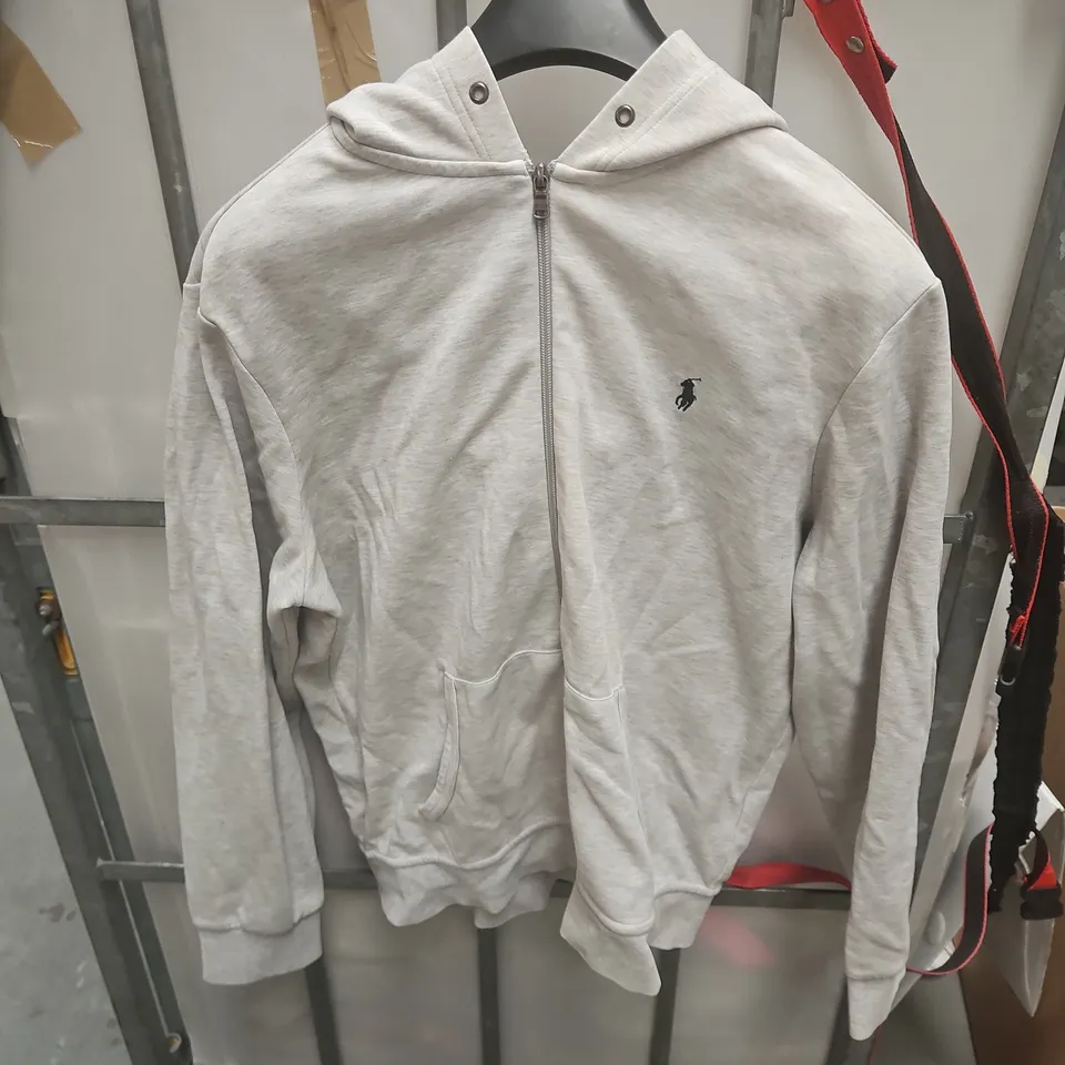 POLO RALPH LAUREN HOODIE – LIGHT GREY, ZIP FRONT, MEN’S UK L