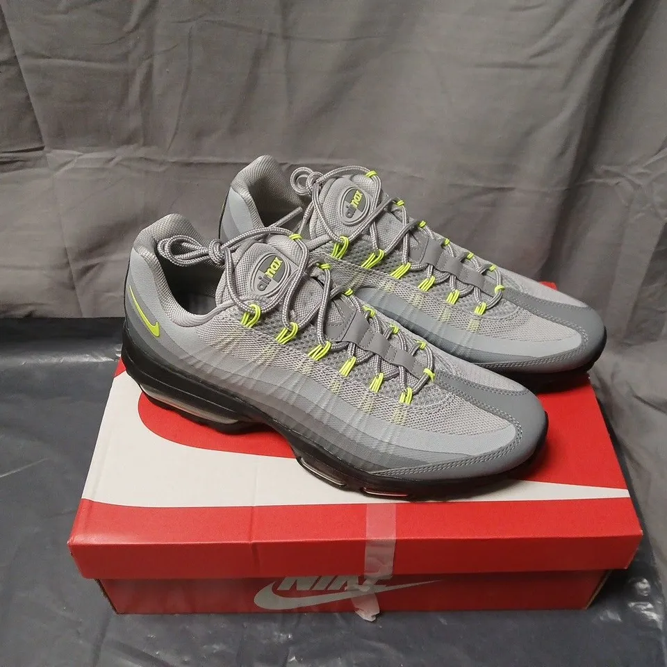 NIKE AIR MAX RUNNING SHOES – MEN'S, GREY/NEON YELLOW UK SIZE 9.5