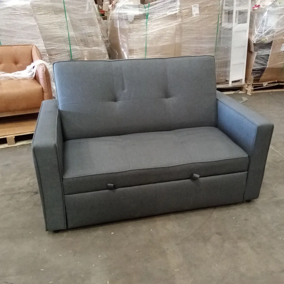 BEVERS 2 SEATER LINEN BLEND SOFA BED - GREY