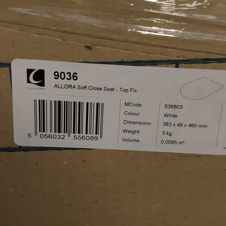 PALLET TO CONTAIN APPROXIMATELY 168 X CALYPSO ALLORA SOFT CLOSE TOILET SEATS 