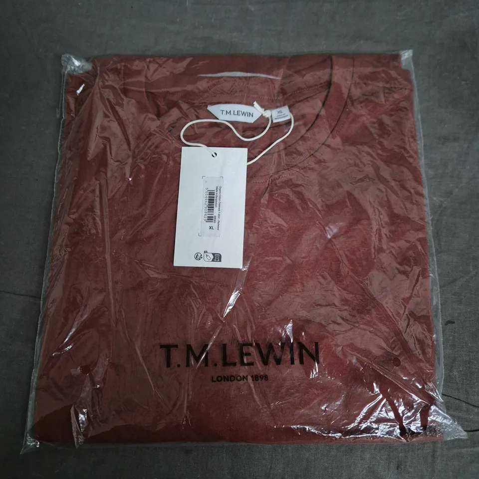 BAGGED T.M.LEWIN ORGANIC COTTON CREWNECK T-SHIRT - REDWOOD (XL)