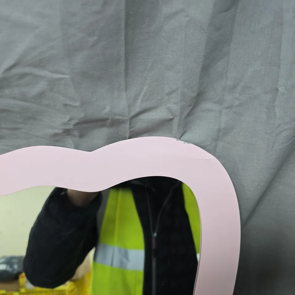 PINK SCALLOPED-EDGE WALL MIRROR