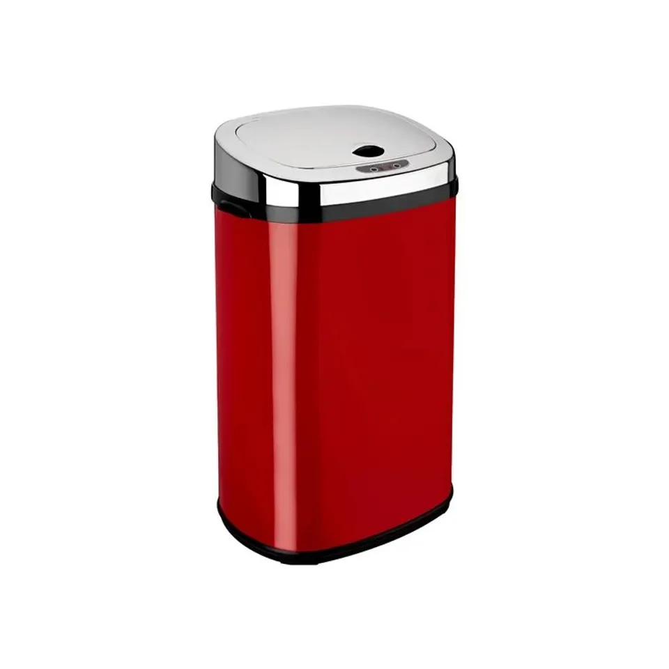 BOXED METAL 30 LITER MOTION SENSOR RUBBISH BIN IN RED METAL 