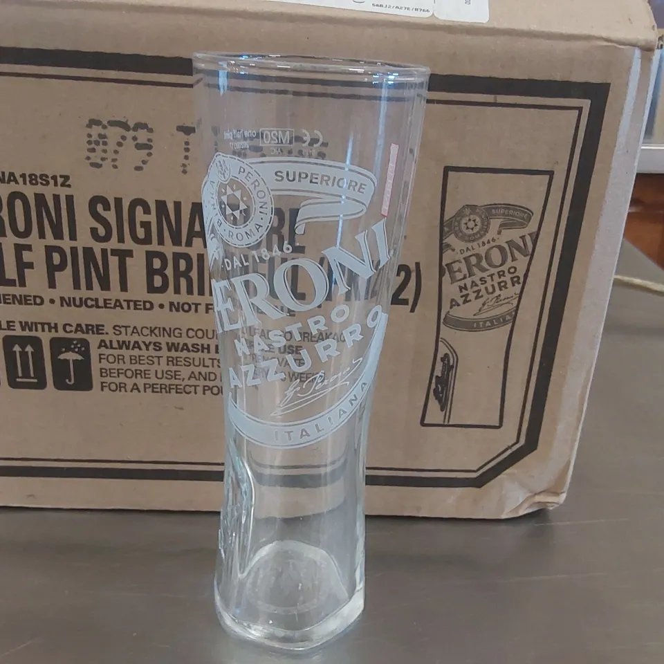 12x BOXED PERONI HALF PINT GLASSES