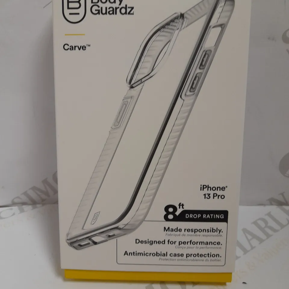 BOX OF APPROX 6 BODY GUARDZ CARVE PROTECTIVE CASES FOR IPHONE 13 PRO - CLEAR