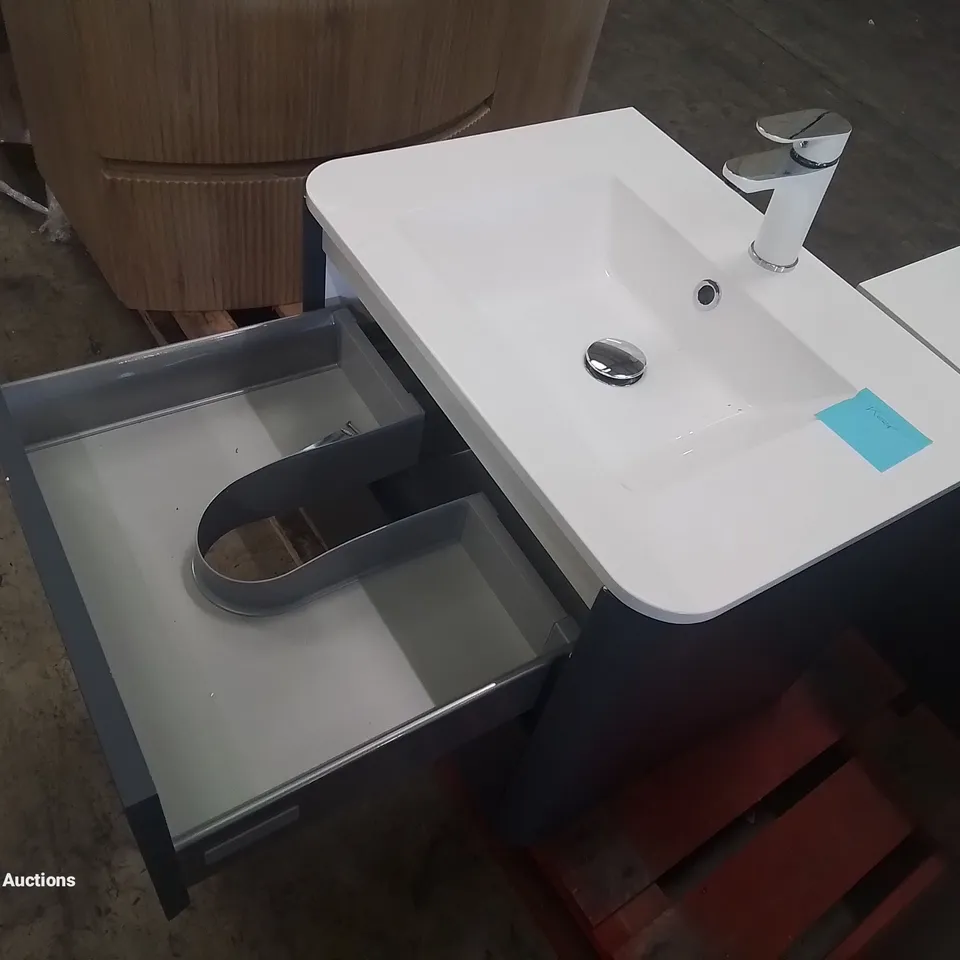 DESIGNER NAVY 2-DRAWER BATHROOM SINK UNIT 