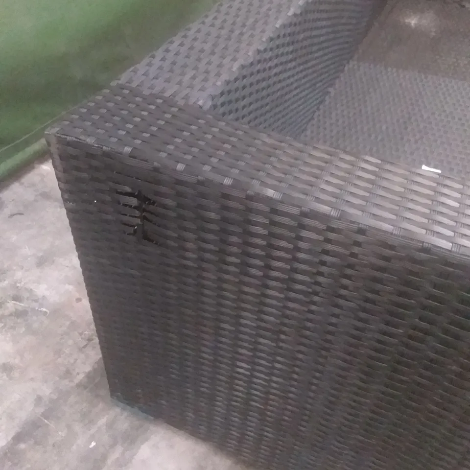 RATTAN EFFECT 2 SEATER GARDEN SOFA BLACK