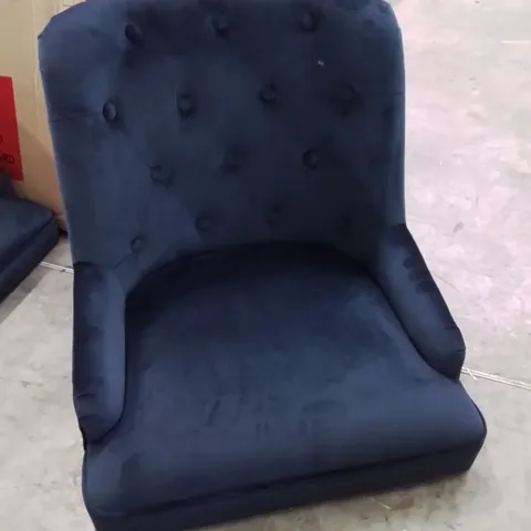 SET OF 2 BLUE FABRIC UPHOLSTERED SIDE CHAIRS