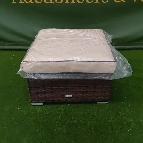 DESIGNER CHOCOLATE MIX RATTAN STOOL WITH CUSHION