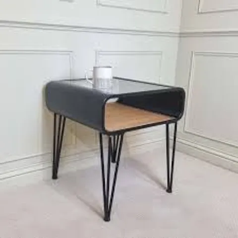 BRAND NEW BOXED HOMES DIRECT 365 CORDELL BLACK INDUSTRIAL SIDE TABLE