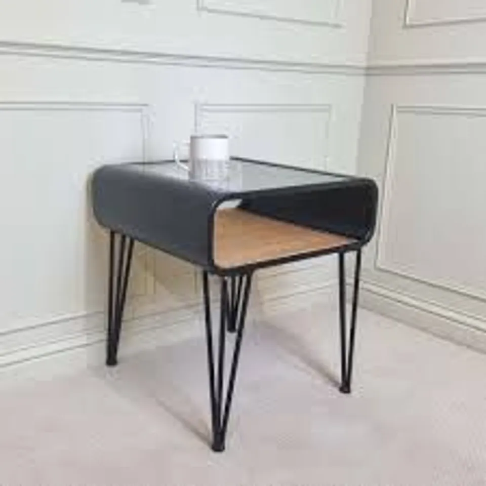 BRAND NEW BOXED HOMES DIRECT 365 CORDELL BLACK INDUSTRIAL SIDE TABLE