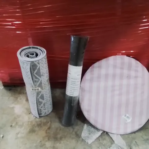 PALLET OF ASSORTED HOUSEHOLD GOODS AND PRODUCTS TO INCLUDE;POP UP TENT,RUG,CHAIR MATT