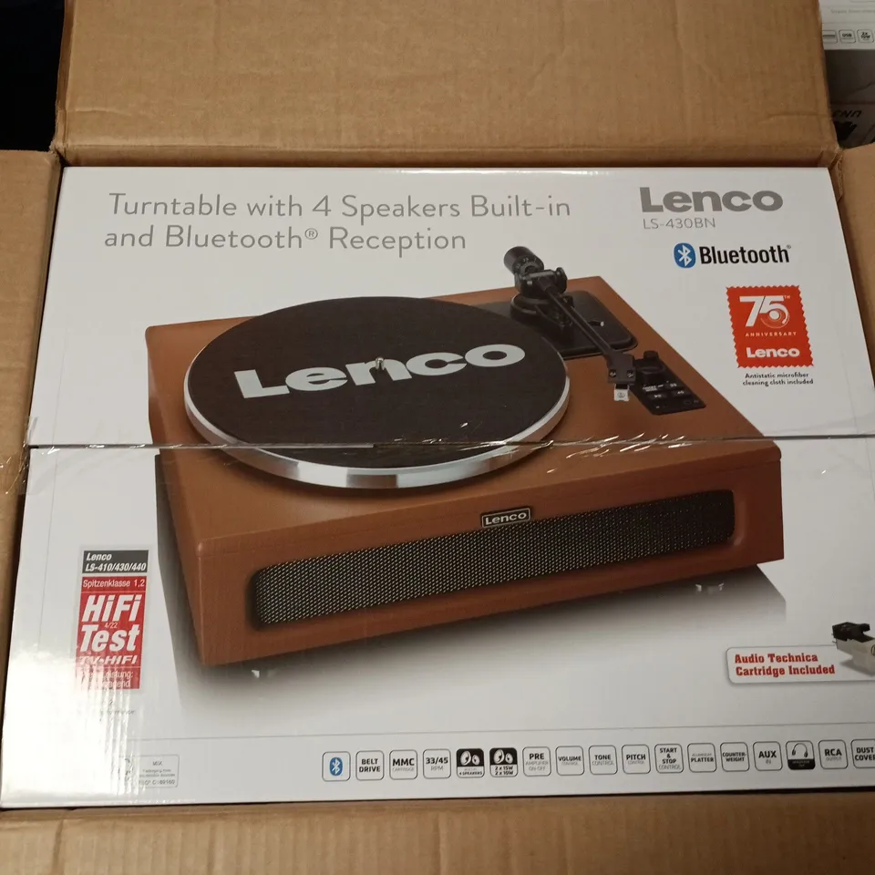 LENCO LS-430BN TURNTABLE WITH BUILT-IN SPEAKERS – BOXED