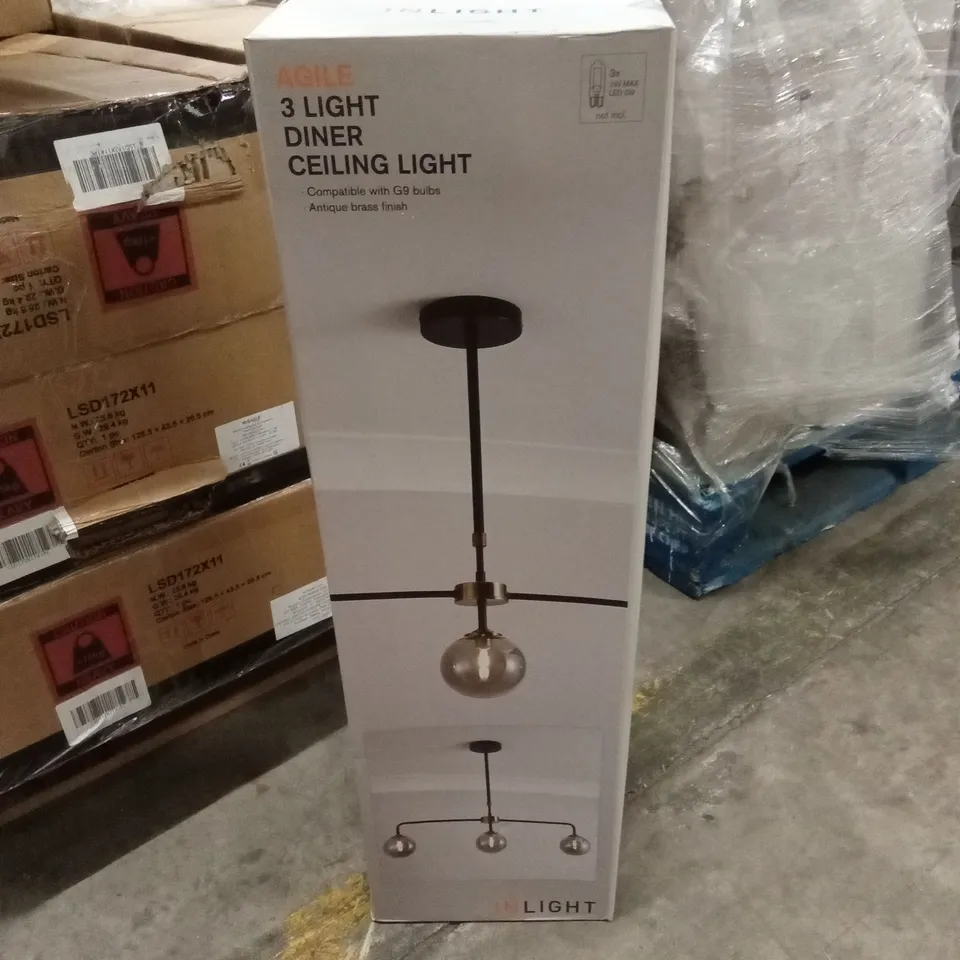 BOXED AGILE 3 LIGHT DINER CEILING LIGHT 