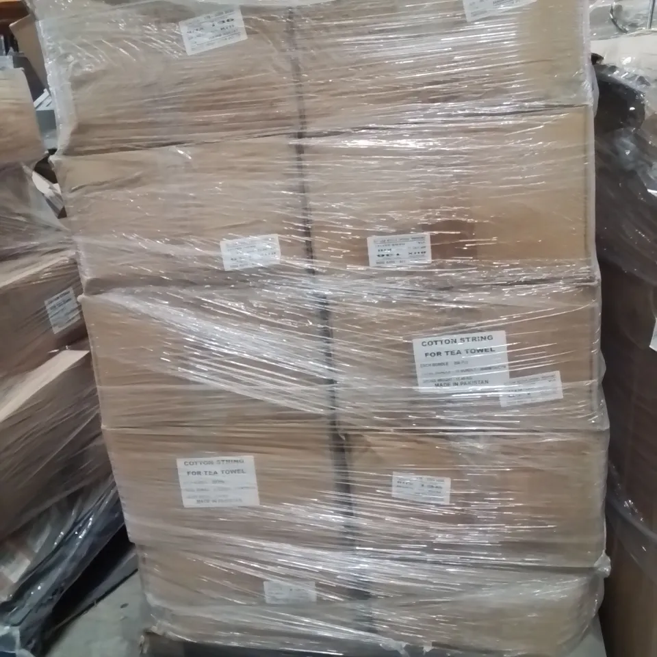 PALLET CONTAINING A LARGE QUANTITY OF COTTON STRING FOR TEA TOWELS 200PCS PER BOX