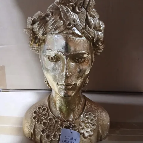 FOUR GISELA GRAHAM LONDON POT COVER – BUST FIGURE, GOLD TONE