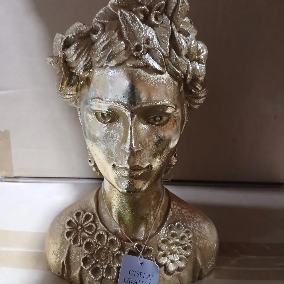 FOUR GISELA GRAHAM LONDON POT COVER – BUST FIGURE, GOLD TONE