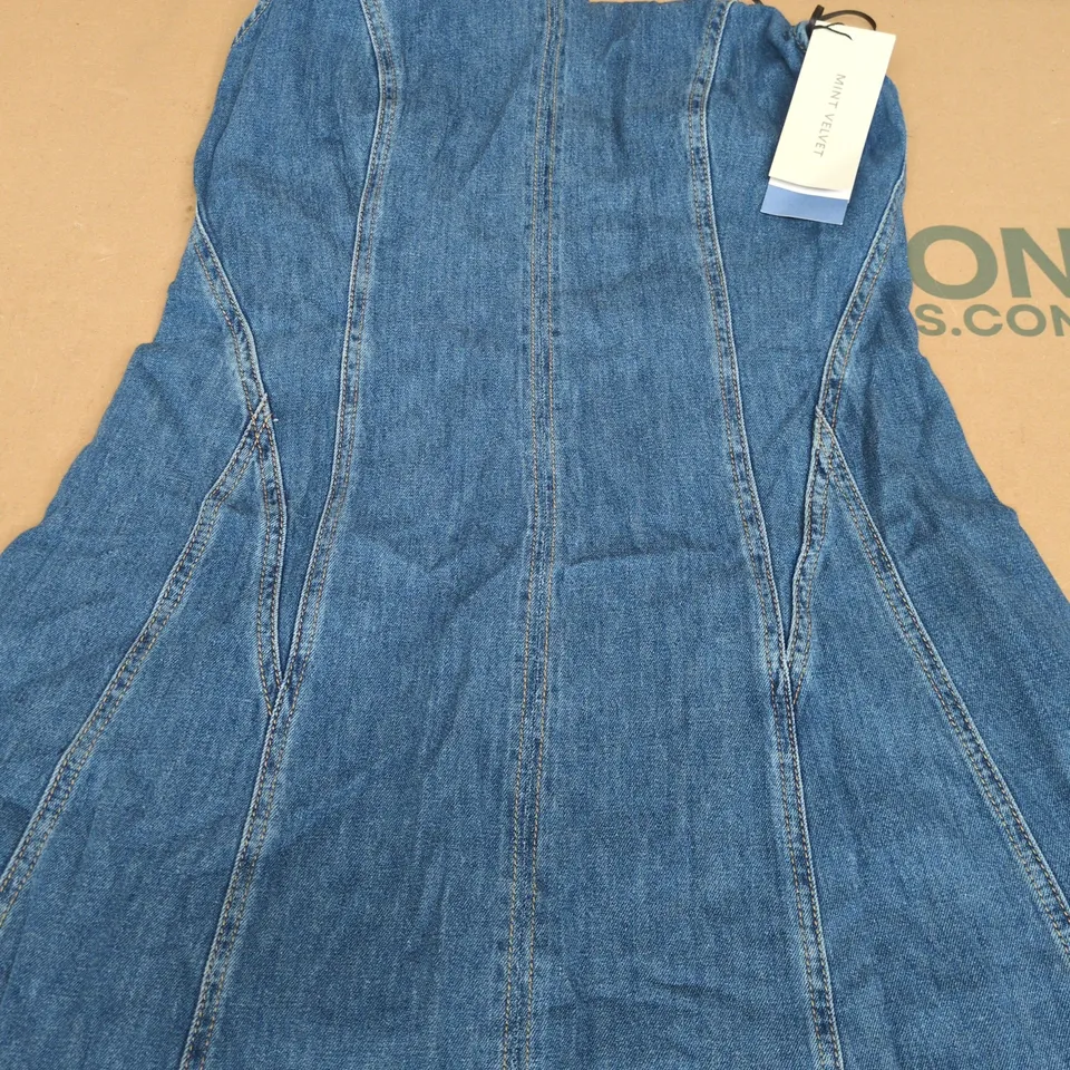 MINT VELVET DENIM DRESS - UK 12 (EU 40 / US 8)