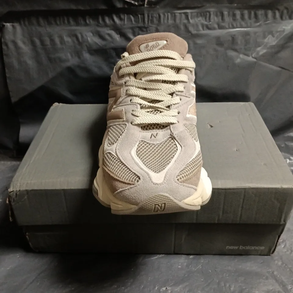 BOXED PAIR OF NEW BALANCE 9060 TRAINERS IN BROWN MULTI SIZE UK 9.5