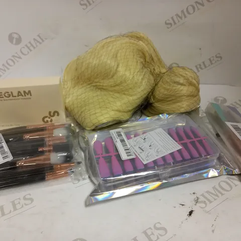 LOT OF APPROXIMATELY 10 ASSORTED HEALTH & BEAUTY ITEMS, TO INCLUDE NAILS, BRUSHES, WIGS, ETC