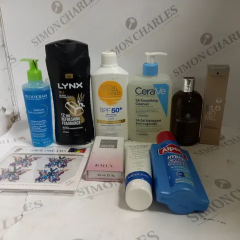 BOX OF ASSORTED COSMETIC ITEMS TO INCLUDE SHOWER GELS, FALSE EYELASHES AND SHAMPOOS