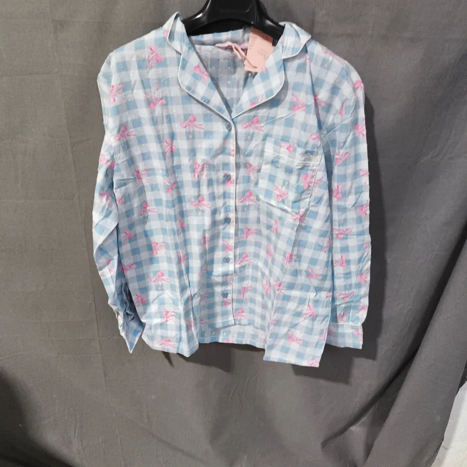 BOUX AVENUE BLUE CHECK BOW COTTON PYJAMA SET – UK 12 (EUR 40)